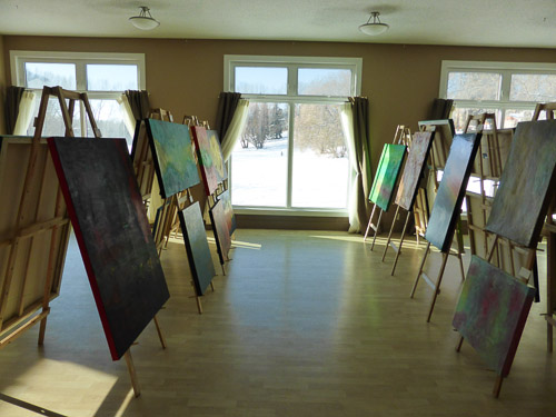 marie gelinas giles abstract acrylic paintings with CAC bathed in light