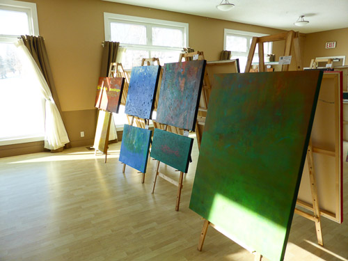 marie gelinas giles abstract acrylic paintings with CAC bathed in light