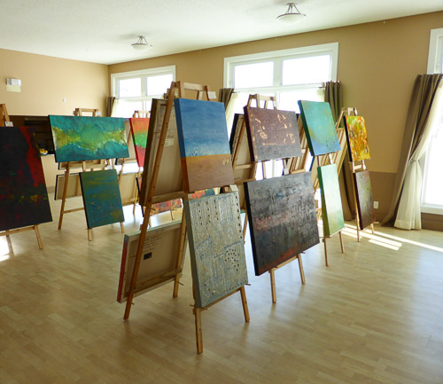 marie gelinas giles abstract acrylic paintings with CAC bathed in light