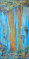 Aires - textured, blue, orange, rust, urban, modern, industrial, 30x15, waterfall