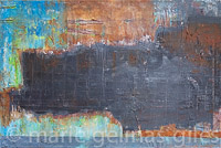 Awkwardly_Appropriate - textured, distressed, turquoise, blue, green, rust, white, black, grey, fray, urban, modern, industrial, 24x36