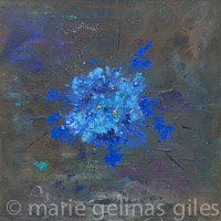 Delicate_Matter - textured, mixed media, brown, blue, bronze, 24 x 24,