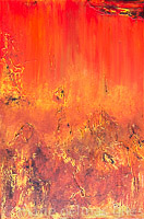 Fervidly_Ignited - textured, orange, yellow, gold, red, 36 x 24, 