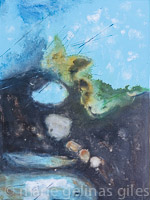 Hide_And_Seek - Blue, Black, brown, white, modern, 40 x 30,