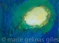 Inside_The_Bend - textured, blue, yellow, white, large, bright, 36 x 48,
