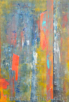 Marginally_Free - textured, bright, orange, grey, fray, withe, turquoise, urban, industrial, 30 x 20, 