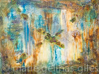 Rooted_To_The_Spot - textured, distressed, rust, aqua, green, turquoise, grey, fray, urban, modern, industrial, big, 38x48