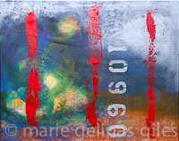 Santa_Monica_Pier - distressed, rust, blue, red, white, letters, numbers, 16x20, urban, industrial, modern,