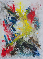 Shocking_Avidity - textured, large, white, bright, bold, splash, colour, red, blue, yellow, black, brown, 48 x 36, 