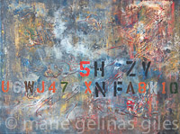 Wilson_Steel_Plant_Mill_No._2_Annex - textured, blue, rust, white, grey, gray, black, red, red oxide, corroded, industrial, urban, letters, numbers, weathered, corrosion, distressed, large, 36 x 48, multicolor, 