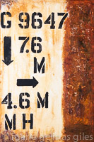 Worked_Up - textured, off white, black, rust, numbers, letters,urban, modern, industrial, 36x24